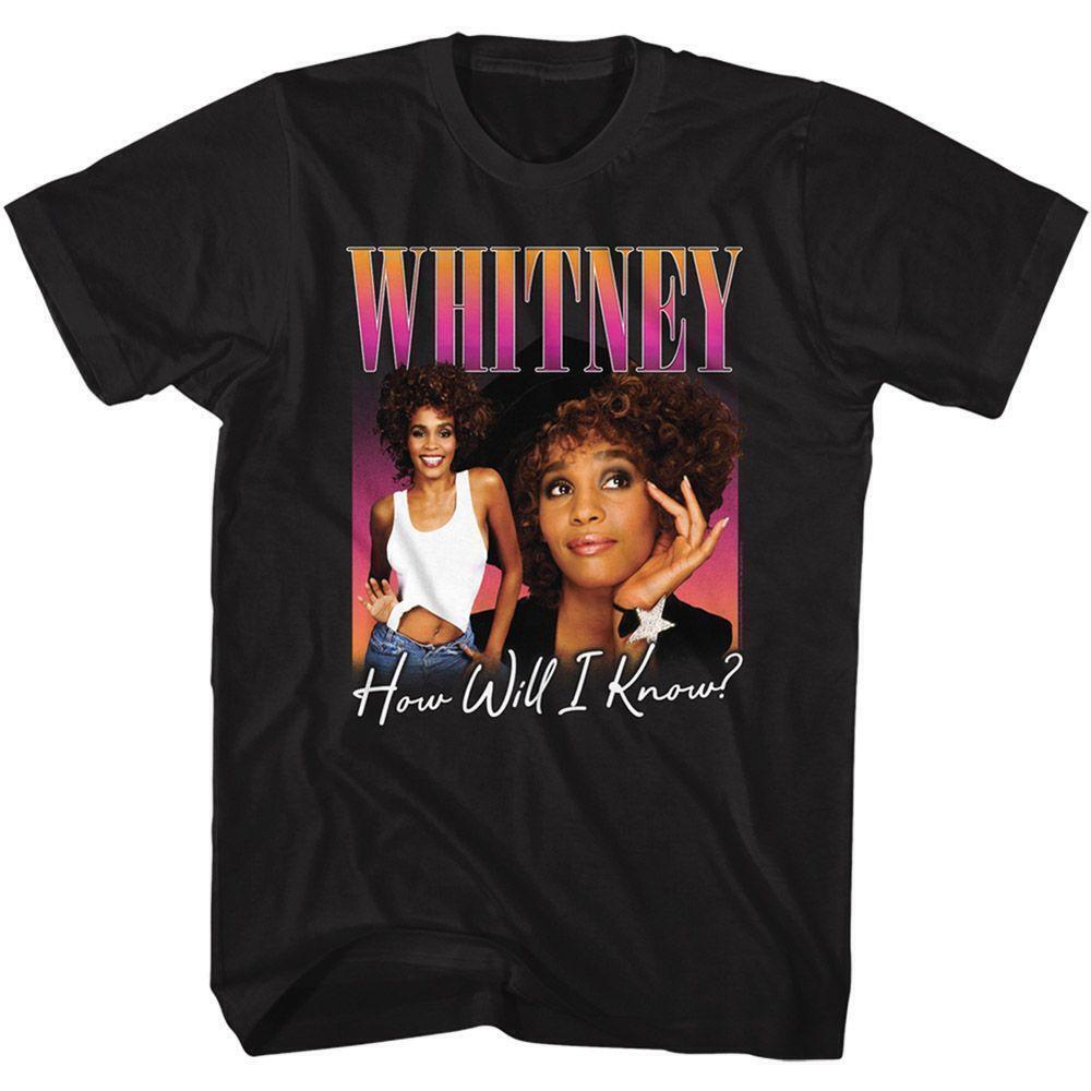 Whitney Houston Whitney Gradient How Will I Black Adult T Shirt
